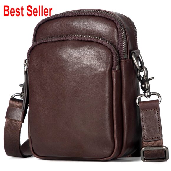 Genuine Cowhide Leather Messenger Bag Adjustable Crossbody Shoulder